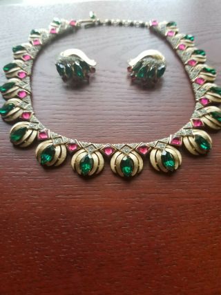 1960 Trifari Signed Necklace And Earring Set.