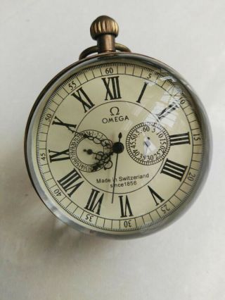 2.  5 Inch / Chinese Vintage Brass Glass Pocket Watch Ball Clock