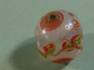 Ancient Chinese South East Asian Taiwan Glass Red Pearl Green Mosaic Bead 11.  9mm