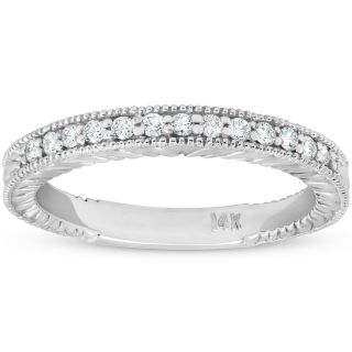 G/si.  20ct Diamond Vintage Womens Wedding Ring Stackable 14k White Gold Band