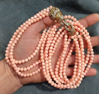 Very Fine And Long Pink Coral Necklace - Angel Skin - 135 Gr.