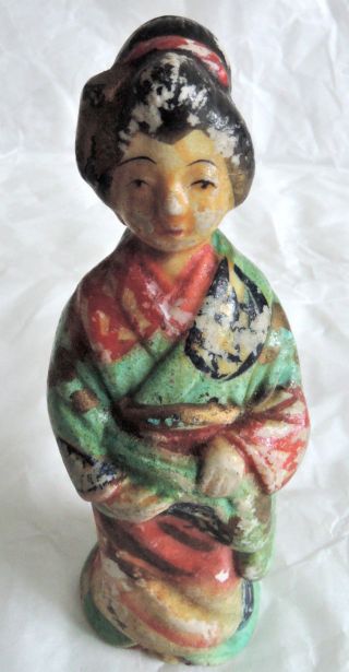 3.  5 Inch Japanese Antique Porcelain Doll : Kimono Woman