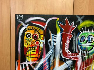 JEAN MICHEL BASQUIAT OIL PAINTING ON CANVAS SIGNED RARE 27.  5  X 22.  5 2
