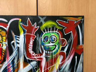 JEAN MICHEL BASQUIAT OIL PAINTING ON CANVAS SIGNED RARE 27.  5  X 22.  5 3