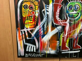 JEAN MICHEL BASQUIAT OIL PAINTING ON CANVAS SIGNED RARE 27.  5  X 22.  5 4