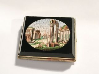 Antique Vintage Victorian 14k Micro Mosaic Scenic Pin