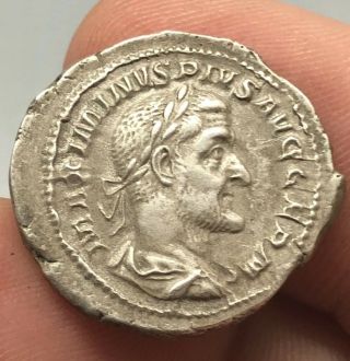 Ancient Roman Maximinus I Ar Silver Denarius