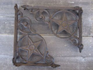 2 Cast Iron Antique Star Brackets Garden Braces Shelf Bracket Rustic Vintage