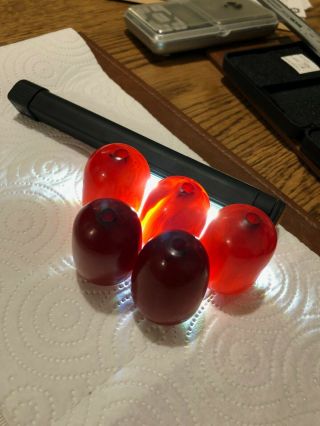 Antique/vintage Cherry Amber Bakelite Faturan 5 Huge Loose Beads 133 Grams