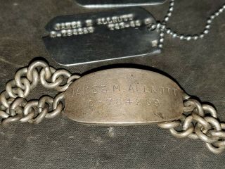 WWII USAAF Dog Tags and ID Bracelet Set NAMED 3