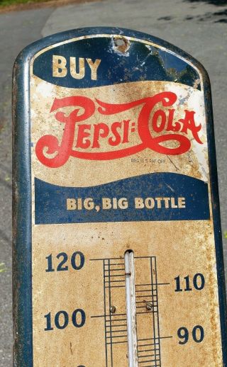 Antique Vintage Double Dot Pepsi Advertising Thermometer 1932 Country Store
