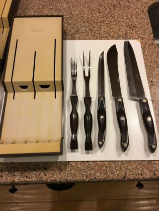 Vintage Cutco Knives - - 5 Piece Set,  Storage Tray And Carving Fork Kit 2 Pc