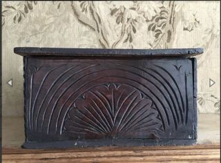 A 17th Century Carved Oak Bible Box. 3