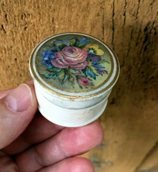Antique,  Rated Rare,  Mini Floral Prattware Jar (421 Mortimer) Pot Lid