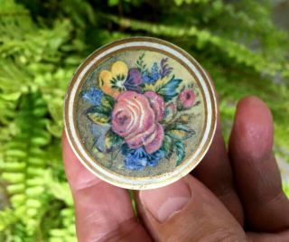 Antique,  rated rare,  mini Floral Prattware jar (421 Mortimer) pot lid 2