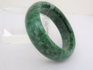 Translucent Natural Floral Emerald Green Jadeite Jade Bangle Bracelet 52.  7mm