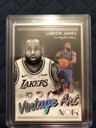 2018 - 19 Panini Noir Vintage Art Framed Lebron James Lakers 15/25