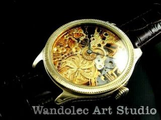 ROLEX Vintage Men ' s Wrist Watch Skeleton Mechanical Noble Design Mens Wristwatch 9
