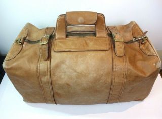 Vintage 70’s Tan Patina Leather Duffle Weekend Carry On Tool Tumi Bag Columbia