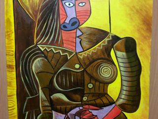 PABLO PICASSO SPANISH ARTIST OIL PAINTING ON CANVAS SIGNED 22.  5 X 29.  5 3
