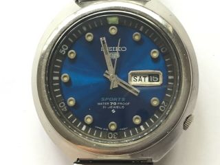 Seiko 5 Rare UFO Case cal.  6119 43mm with Blue Sushi Roll dial. 2