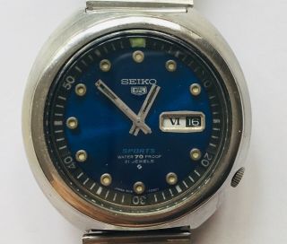 Seiko 5 Rare UFO Case cal.  6119 43mm with Blue Sushi Roll dial. 4