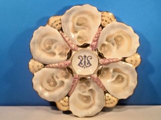 Antique Oyster Plate Hand Painted In Paris Oyster Plate C.  1800’s,  Op572