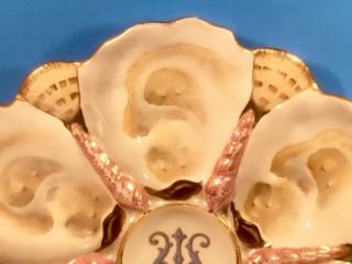 Antique Oyster Plate Hand Painted in Paris Oyster Plate c.  1800’s,  op572 8