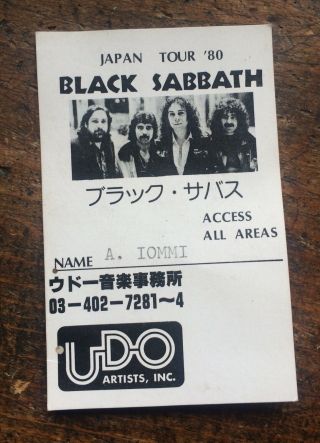 Vintage Black Sabbath 1980 Japan Tour Pass Tony Iommi Heaven And Hell