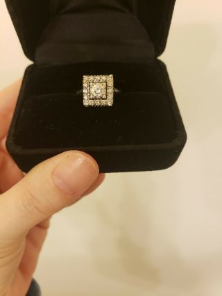 $4,  825 Designer Signed Ring By Jabel Art Deco Era Platinum.  5ct Diamond Ring