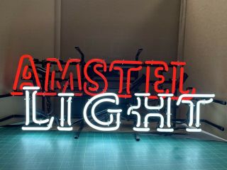 Vintage Amstel Light Neon Beer Sign Bar Pub Man Cave 30”x 12” Rare