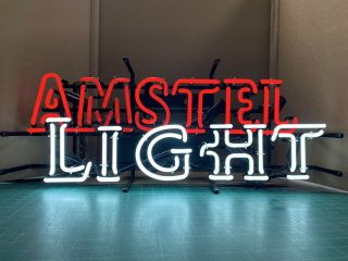 Vintage AMSTEL LIGHT Neon Beer Sign Bar Pub Man Cave 30”x 12” RARE 2