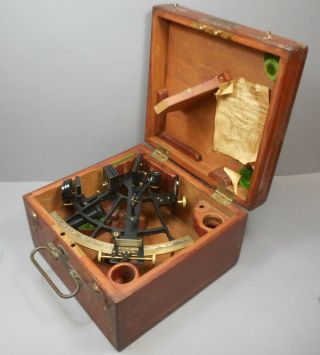 Vintage Or Antique Buff & Buff Sextant 11801 Us Navy Early 1900s K&e Wood Case