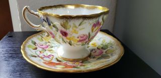 Hammersley Queen Anne Bone China Footed Cup And Saucer