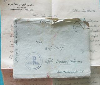 Translated Feldpost Letter To Nurse In Concentration Camp Dachau 1944