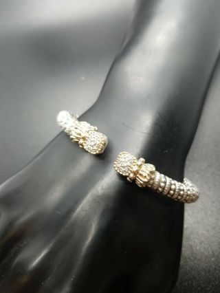 Alwand Vahan Sterling Silver 925 14k Cuff Bangle Bracelet Diamonds