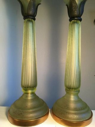Vintage Murano Glass Pair Marbro Table Lamps Seguso Antique
