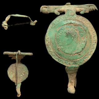 Extra Large Roman Ancient Bronze Fibula Brooch - 200 - 400 Ad (1) 9.  4 Cm Long