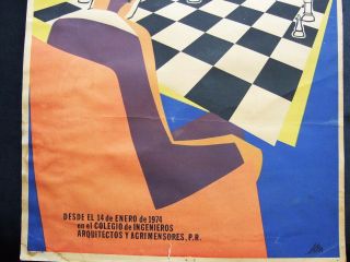 1974 Vintage Chess Poster Boris Spassky VS.  Robert Byrne in Puerto Rico 2