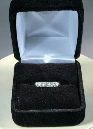 antique platinum ring with 5 mine cut diamonds, .  50 ct tw,  size 6,  3.  5 grams 5