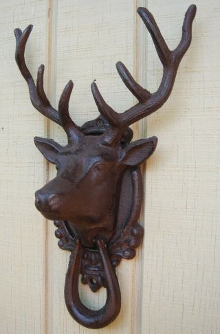 Metal Buck Deer/elk Head&antlers Door Knocker Rustic Front Door House&home Decor