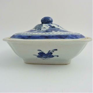 Chinese Canton Blue & White Porcelain Tureen And Cover,  19th Century