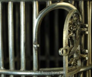 Tibetan Handmade Copper plated silver statue Magpie birdcage /minguo mark Af01E 2