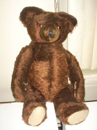 Antique Chestnut Brown Mohair Knickerbocker Great Teddy Bear Jointed Limbs/head