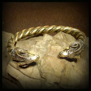 Ancient Scythia Style Solid Bronze Ram Heads Handmade Bracelet 2
