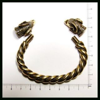 Ancient Scythia Style Solid Bronze Ram Heads Handmade Bracelet 4