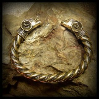Ancient Scythia Style Solid Bronze Ram Heads Handmade Bracelet 6