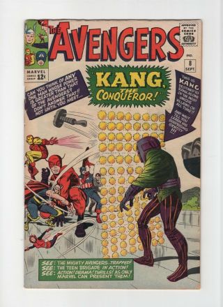 Avengers 8 Fn - 5.  5 Vintage Marvel Comic Key 1st Kang The Conqueror Silver 12c