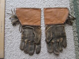 Vintage Roy Rogers Gloves and Trigger Gauntlet suede leather gloves w fringes 2