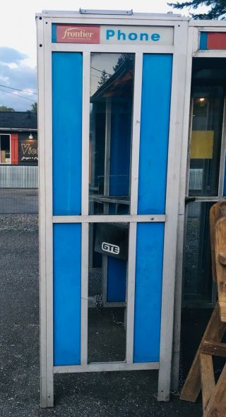 Vintage Phone Booth Fullsize Coin Payphone BLUE Frontier GTE Metal Telephone Old 5